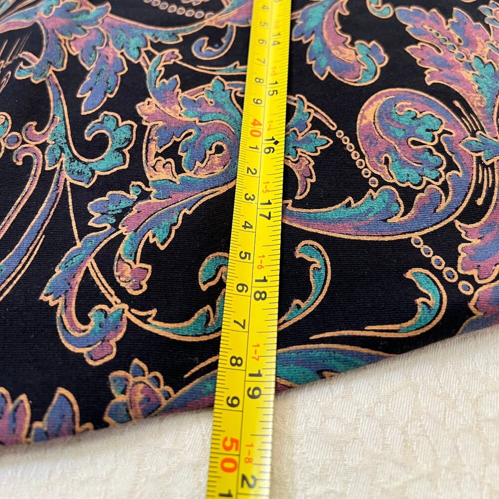 PERUVIAN CONNECTION Midi Dress-Black Gold Lavender Pima Cotton-Size Large - Picture 6 of 12